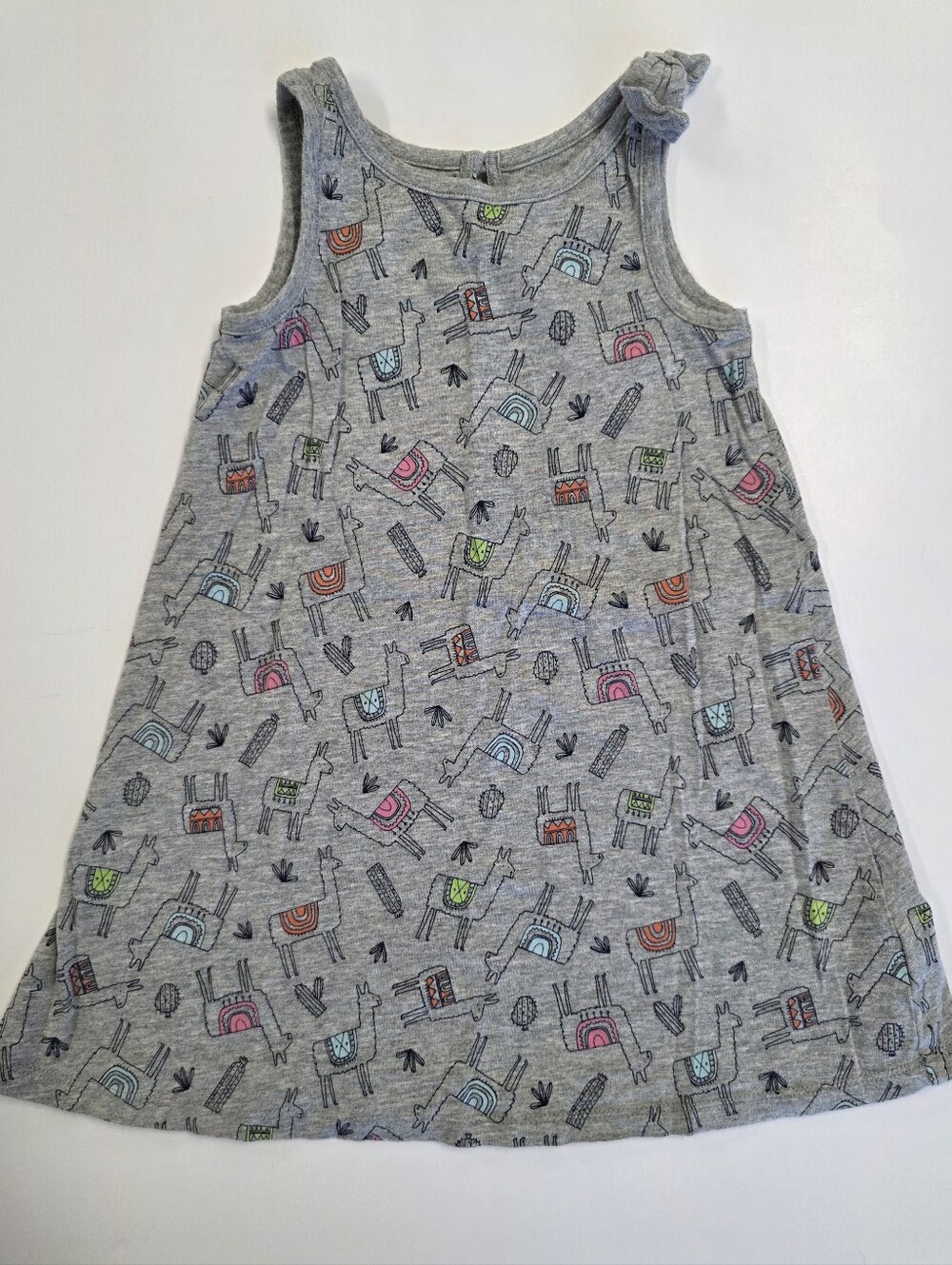 GAP Gray Dress with Llama Print & Shoulder Bow